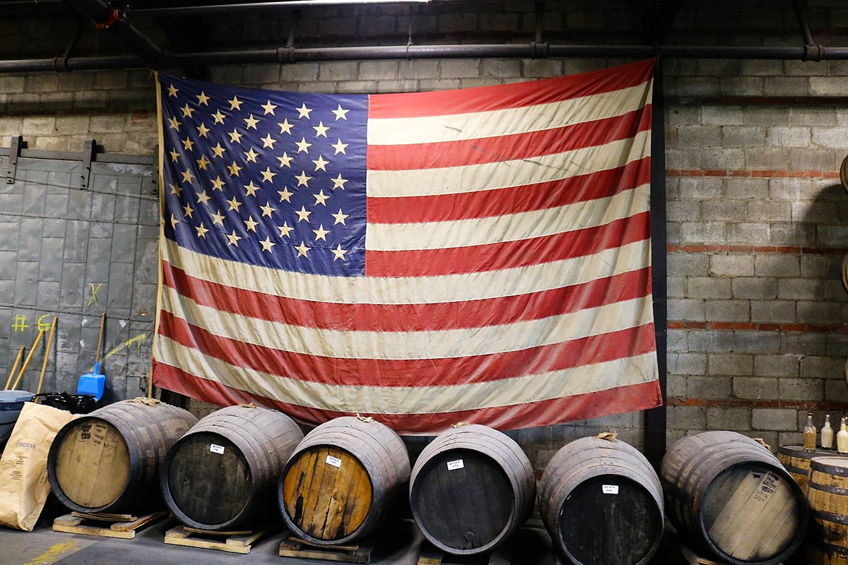 Bourbon Basics: Barrels and American Flag at Nelson’s Green Brier Distillery