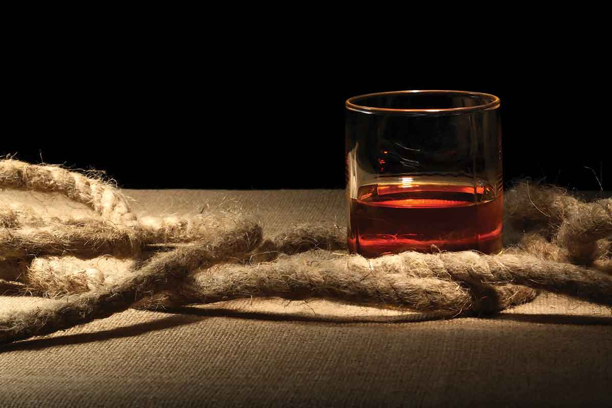 Lightly Aged Rum:: glass with rope